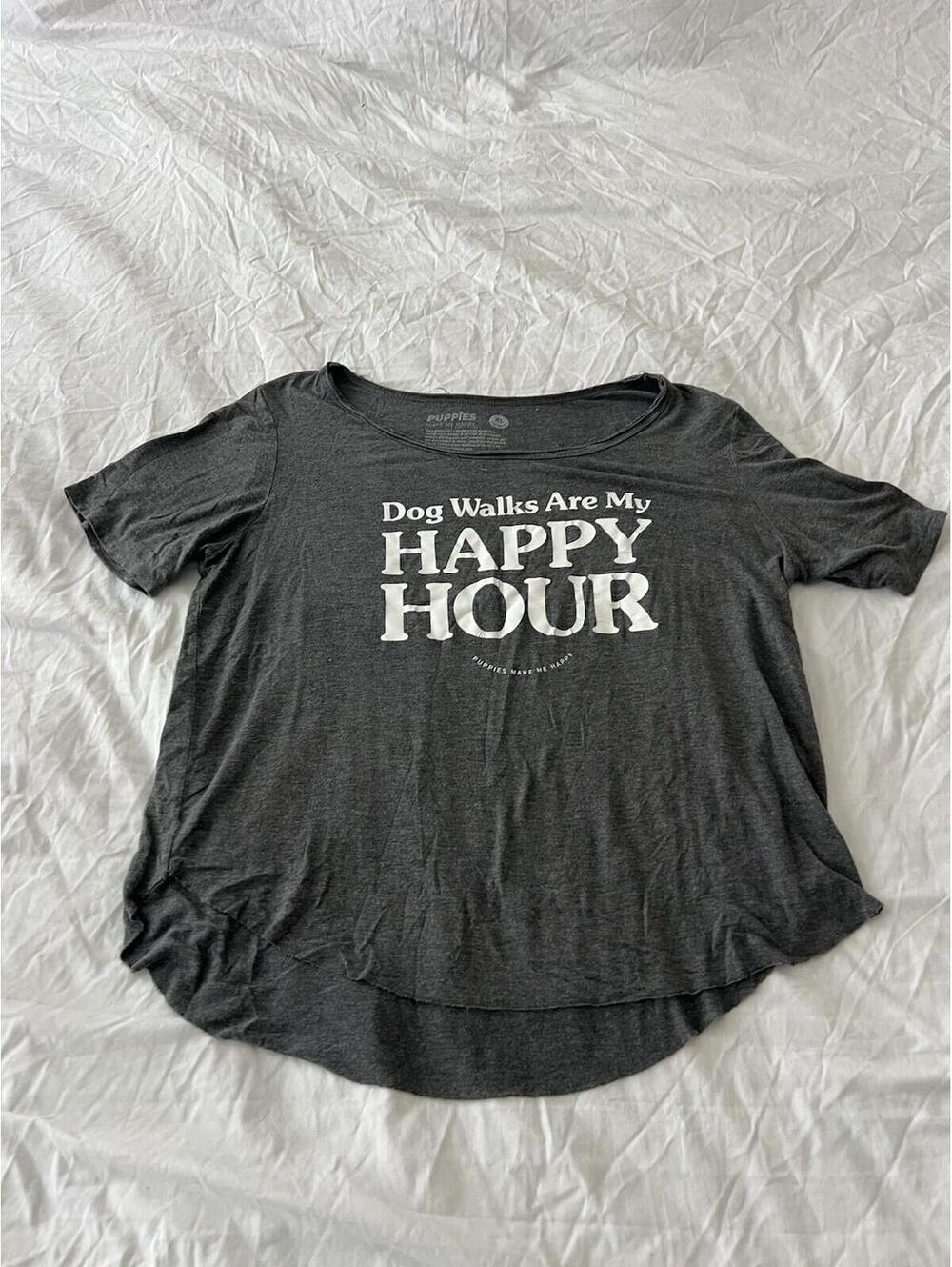 Puppies Make Me Happy Black  T-shirt Size Xl Grey 146